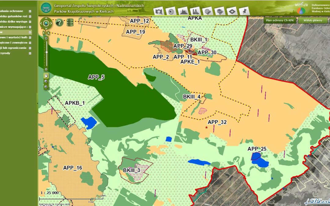 Custom Esri ArcGIS Portal For Viewing & Managing Landscape Park Assets (Świętokrzyskie Mountains, Poland)